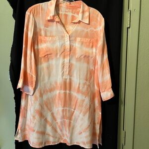 Peach Tie-Dye Women's Tunic